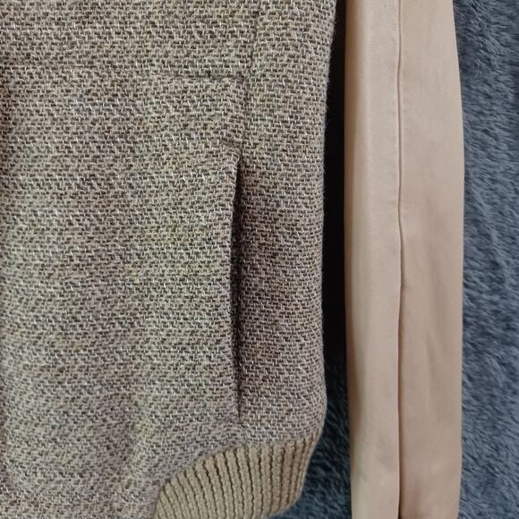 Fossil Brown Leather Wool Silk Jacket Small - Picture 8 of 8